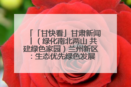 「甘快看」甘肃新闻丨（绿化南北两山 共建绿色家园）兰州新区：生态优先绿色发展 打造生态环保示范区
