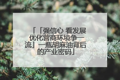 「强信心 看发展 优化营商环境争一流」一瓶胡麻油背后的产业密码