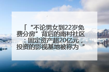 “不论男女到22岁免费分房”背后的南村社区：固定资产超20亿元，投资的影视基地被称为“山村好莱坞”