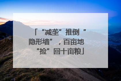 “减垄”推倒“隐形墙”，百亩地“捡”回十亩粮