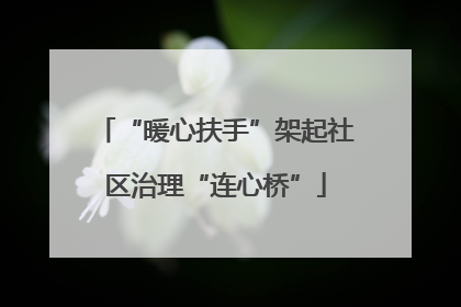 “暖心扶手”架起社区治理“连心桥”