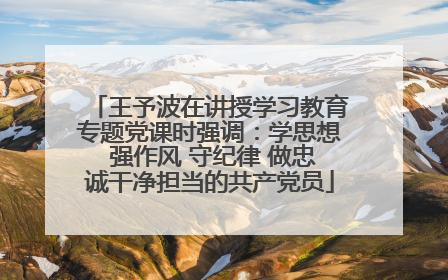 王予波在讲授学习教育专题党课时强调：学思想 强作风 守纪律 做忠诚干净担当的共产党员