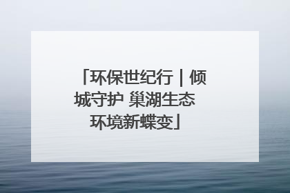 环保世纪行｜倾城守护 巢湖生态环境新蝶变