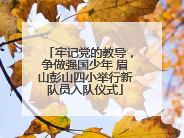 牢记党的教导，争做强国少年 眉山彭山四小举行新队员入队仪式