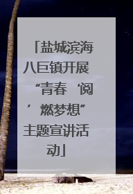 盐城滨海八巨镇开展“青春‘阅’燃梦想”主题宣讲活动