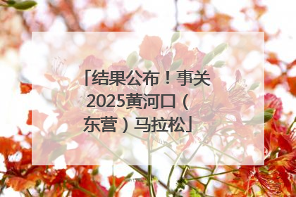 结果公布！事关2025黄河口（东营）马拉松