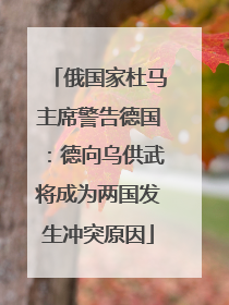 俄国家杜马主席警告德国：德向乌供武将成为两国发生冲突原因