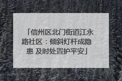 信州区北门街道江永路社区：倾斜灯杆成隐患 及时处置护平安