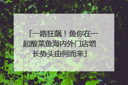 一路狂飙！鱼你在一起酸菜鱼海内外门店增长势头由何而来