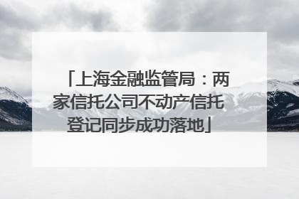 上海金融监管局：两家信托公司不动产信托登记同步成功落地
