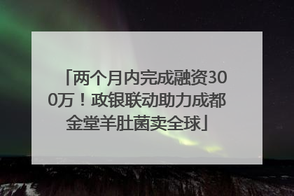两个月内完成融资300万！政银联动助力成都金堂羊肚菌卖全球