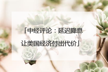 中经评论：延迟降息让美国经济付出代价