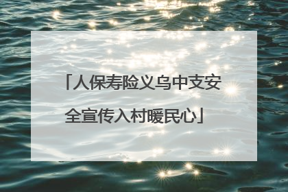 人保寿险义乌中支安全宣传入村暖民心