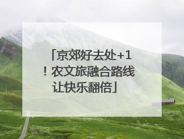 京郊好去处+1！农文旅融合路线让快乐翻倍