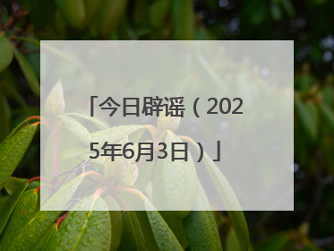 今日辟谣（2025年6月3日）