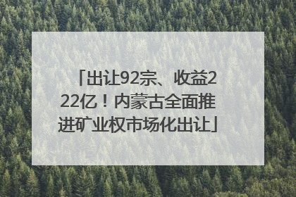 出让92宗、收益222亿！内蒙古全面推进矿业权市场化出让
