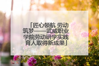 匠心领航 劳动筑梦——武威职业学院劳动研学实践育人取得新成果