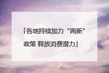 各地持续加力“两新”政策 释放消费潜力