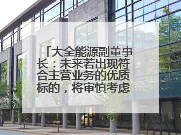 大全能源副董事长：未来若出现符合主营业务的优质标的，将审慎考虑并购机会