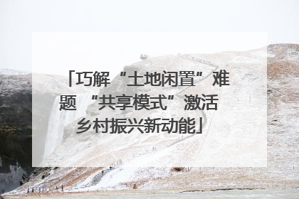 巧解“土地闲置”难题 “共享模式”激活乡村振兴新动能