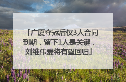 广厦夺冠后仅3人合同到期，留下1人是关键，刘维伟爱将有望回归