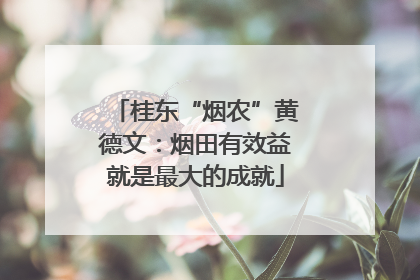 桂东“烟农”黄德文：烟田有效益就是最大的成就