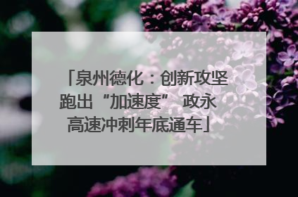 泉州德化：创新攻坚跑出“加速度” 政永高速冲刺年底通车