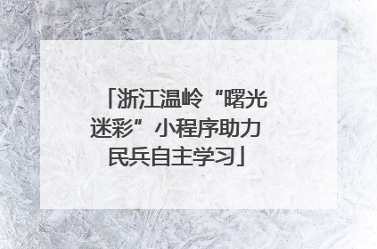 浙江温岭“曙光迷彩”小程序助力民兵自主学习