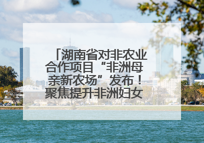 湖南省对非农业合作项目“非洲母亲新农场”发布！聚焦提升非洲妇女能力与家庭福祉