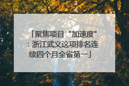 聚焦项目“加速度”：浙江武义这项排名连续四个月全省第一