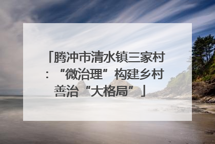 腾冲市清水镇三家村：“微治理”构建乡村善治“大格局”