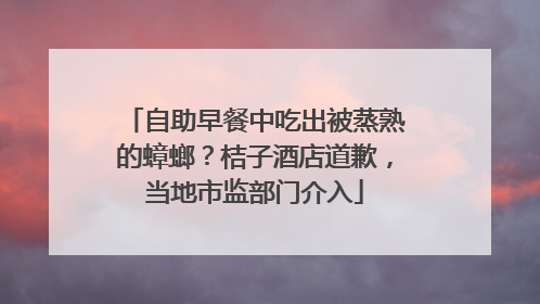 自助早餐中吃出被蒸熟的蟑螂？桔子酒店道歉，当地市监部门介入