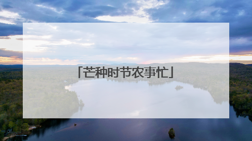 芒种时节农事忙