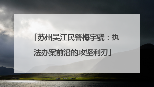 苏州吴江民警梅宇骁：执法办案前沿的攻坚利刃