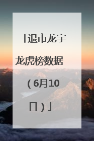 退市龙宇龙虎榜数据（6月10日）
