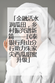 金融活水润瓜田，乡村振兴谱新篇——民泰银行舟山分行助力朱家尖西瓜甜蜜升级