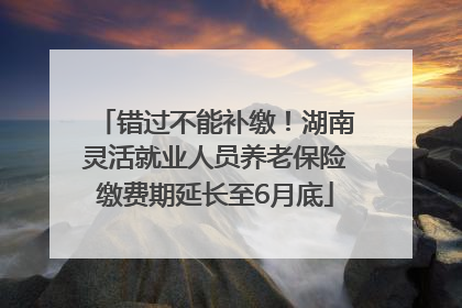错过不能补缴！湖南灵活就业人员养老保险缴费期延长至6月底