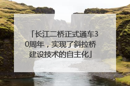 长江二桥正式通车30周年，实现了斜拉桥建设技术的自主化