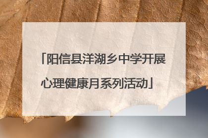 阳信县洋湖乡中学开展心理健康月系列活动