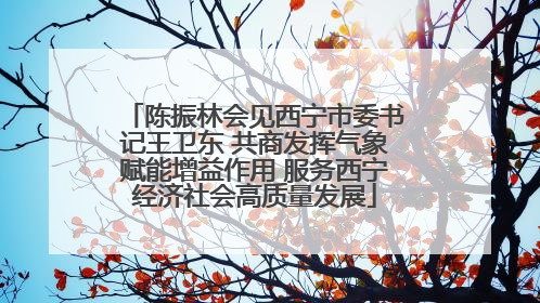 陈振林会见西宁市委书记王卫东 共商发挥气象赋能增益作用 服务西宁经济社会高质量发展