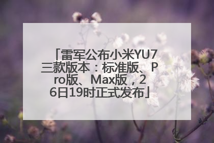 雷军公布小米YU7三款版本：标准版、Pro版、Max版，26日19时正式发布