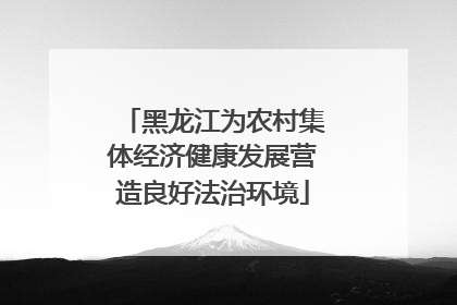 黑龙江为农村集体经济健康发展营造良好法治环境