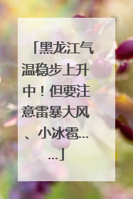 黑龙江气温稳步上升中！但要注意雷暴大风、小冰雹……