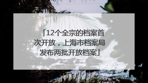 12个全宗的档案首次开放，上海市档案局发布两批开放档案