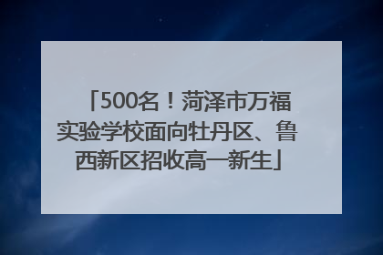 500名！菏泽市万福实验学校面向牡丹区、鲁西新区招收高一新生
