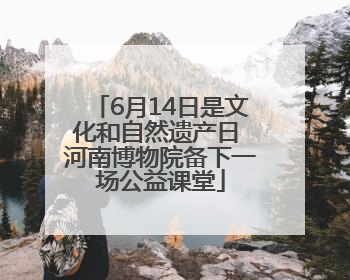 6月14日是文化和自然遗产日 河南博物院备下一场公益课堂